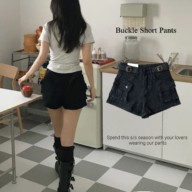 [유니크힙🖤] 아미 빈티지 카고 포켓 벨트 숏팬츠