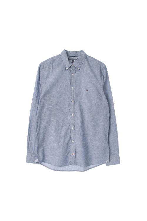 타미힐피거 (Man - M) [미사용품] 린넨 블렌드 자수 플래그 로고 긴팔 셔츠