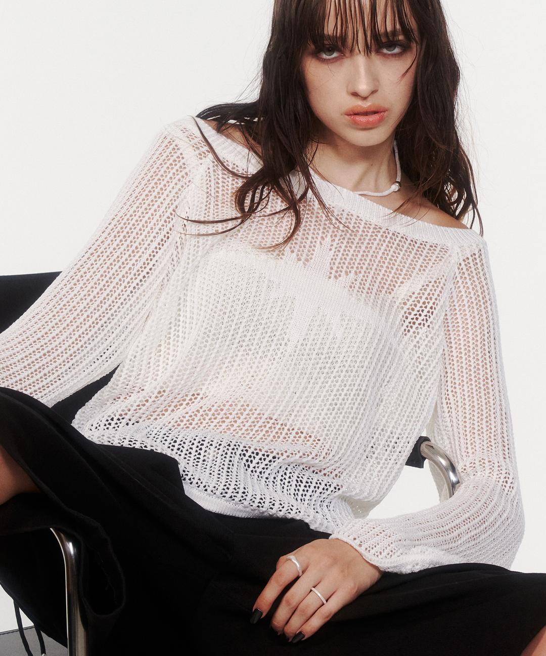 Moonlight Net Knit Pullover (WHITE)