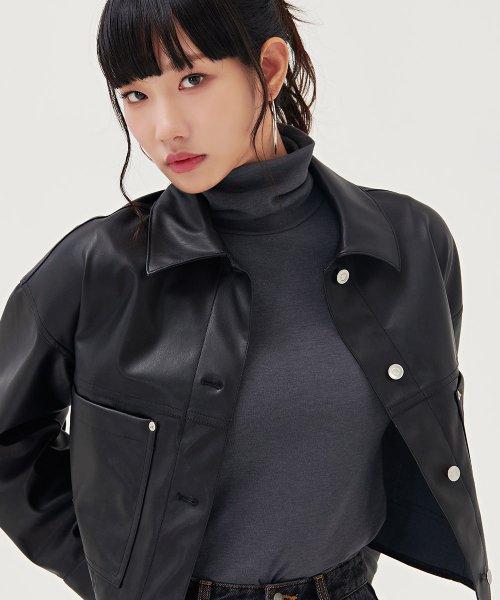 여성 비건레더 크롭 자켓-BFPG4951C03