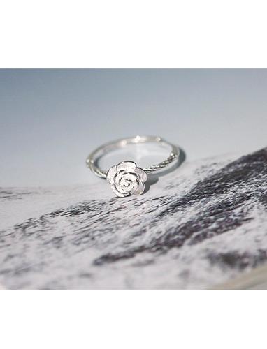 [딸기샤베트][925 은] . W Ribbon 2285 장미 봄 플라워 꽃 프리사이즈 반지 은반지 _Ring