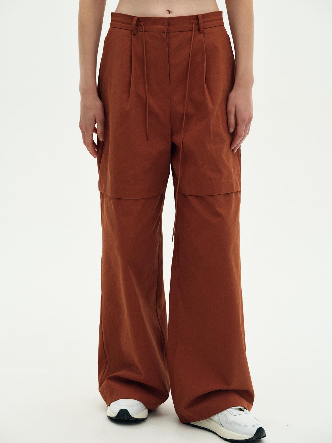 Paneled Pants, Brown Chambray - S / Brown Chambray