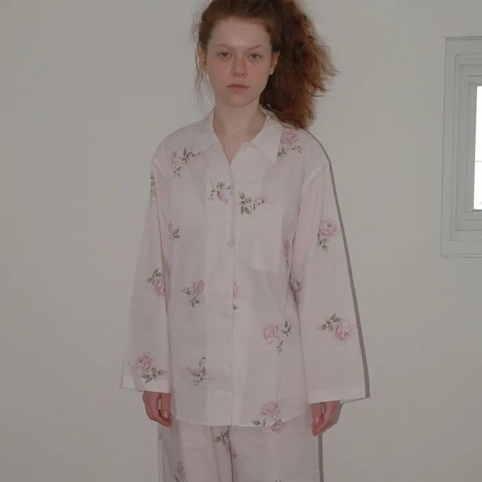 로즈 패턴 에디트 60수 코튼 파자마 (FREE SIZE)