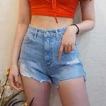 디스트로이드핫팬츠 청반바지 하이웨스트반바지 하이웨스트핫팬츠 데님핫팬츠 여름청반바지 (S,M,L)