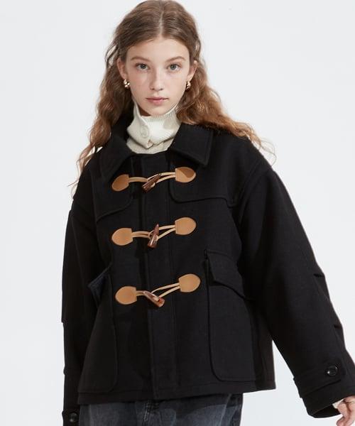 NOI498 오버핏 더플 코트 (블랙)