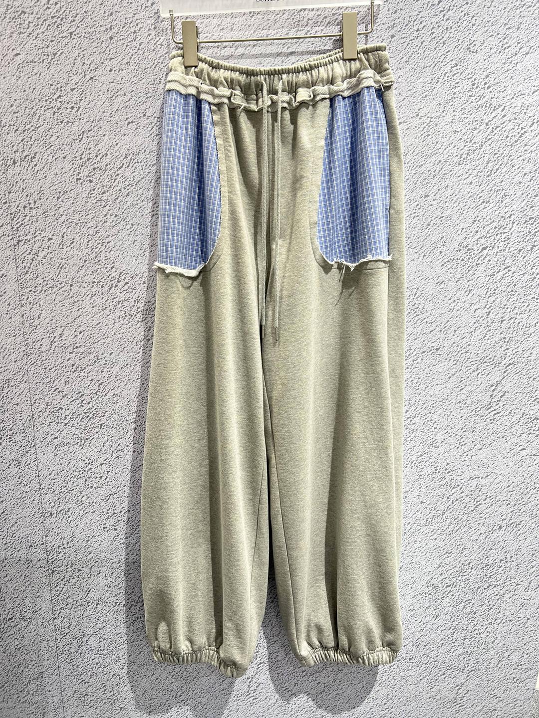 MARTINE CHECK SWEAT PANTS_M.GREY