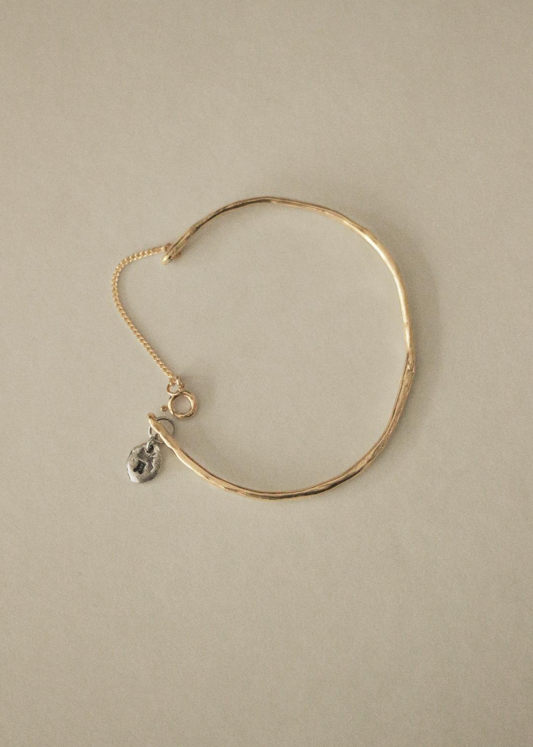 (14K /14K+silver925 coin) Skin bangle