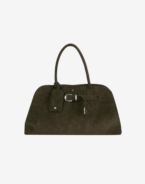 포 스웨이드 벨티드 핸들백 [카키]