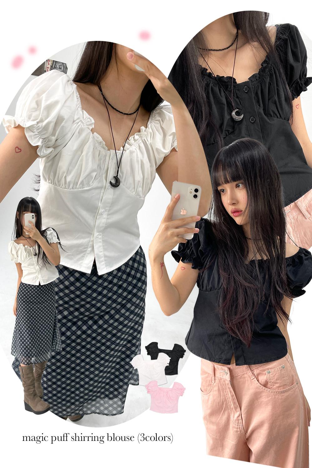 아쿠비클럽 magic puff shirring blouse (3colors)