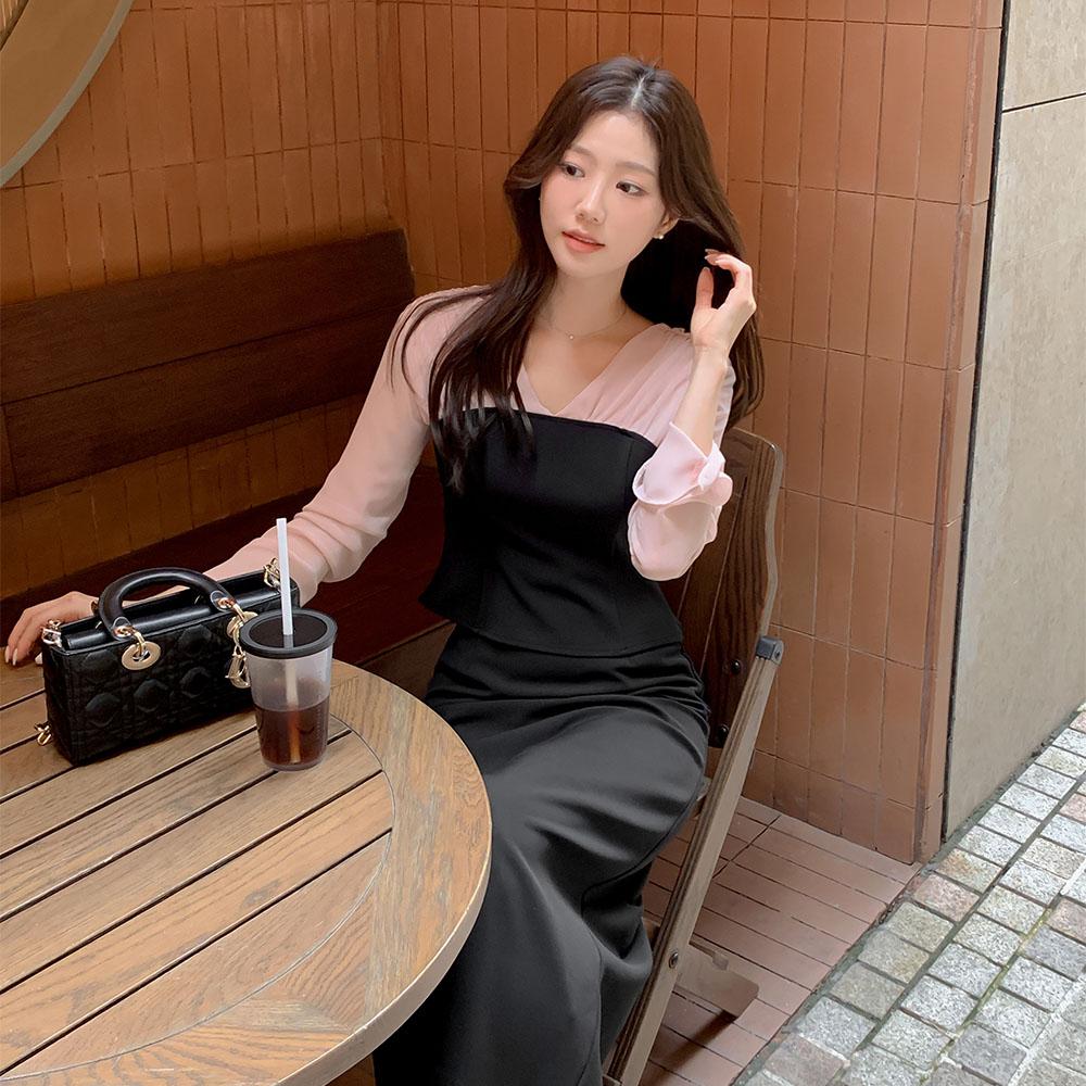 달리호텔 [Dali made/셋업가능]티엘 쉬폰 뷔스티에 블라우스(봄하객룩/데이트룩)