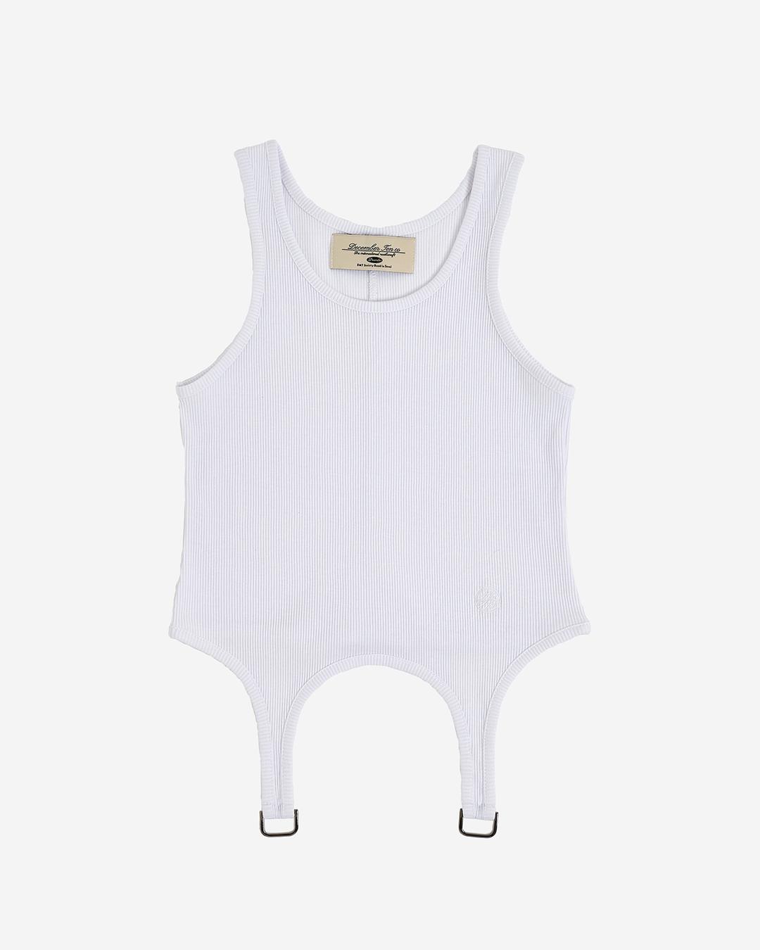 Suspender Rib Tank Top White