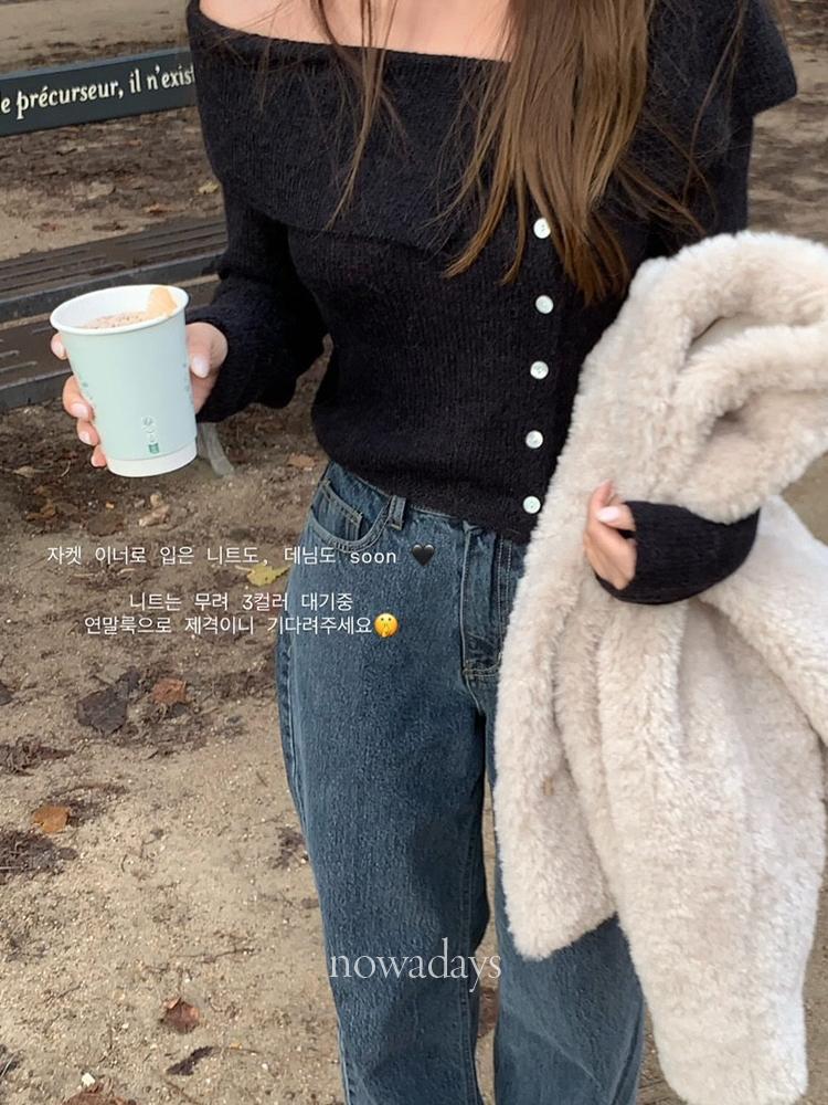 나우어데이즈 riette 리에뜨 노엘 오프숄더 니트 알파카 긴팔 페미닌 nt (3col)