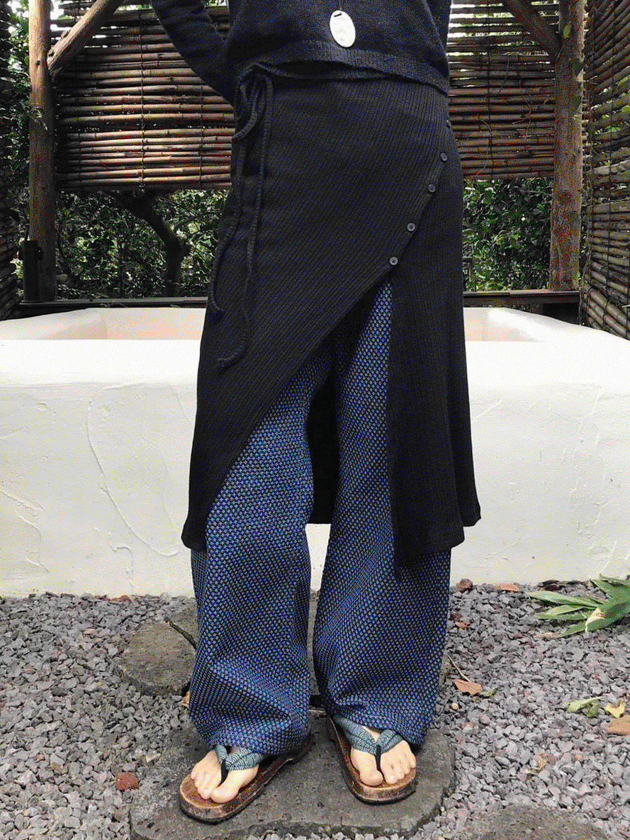 패턴 일자와이드 데님팬츠