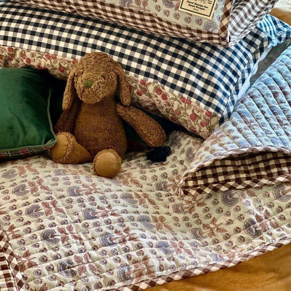 순면 누빔 패드 겸 이불 (130x200/브라운깅엄)