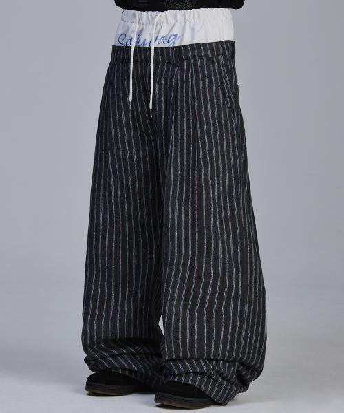 트렁크 새깅 스트라이프 윈터 슬랙스[그레이]