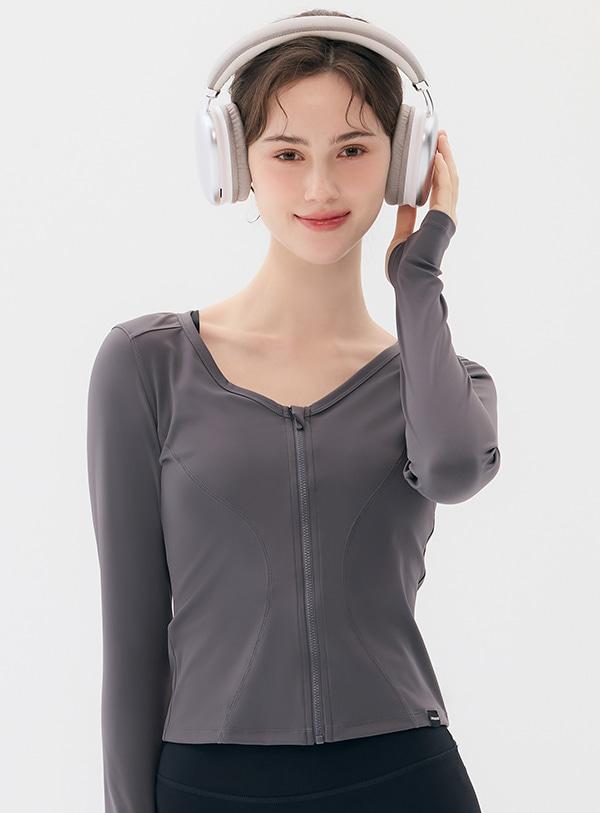 브이넥 커브드 집업 (3colors)