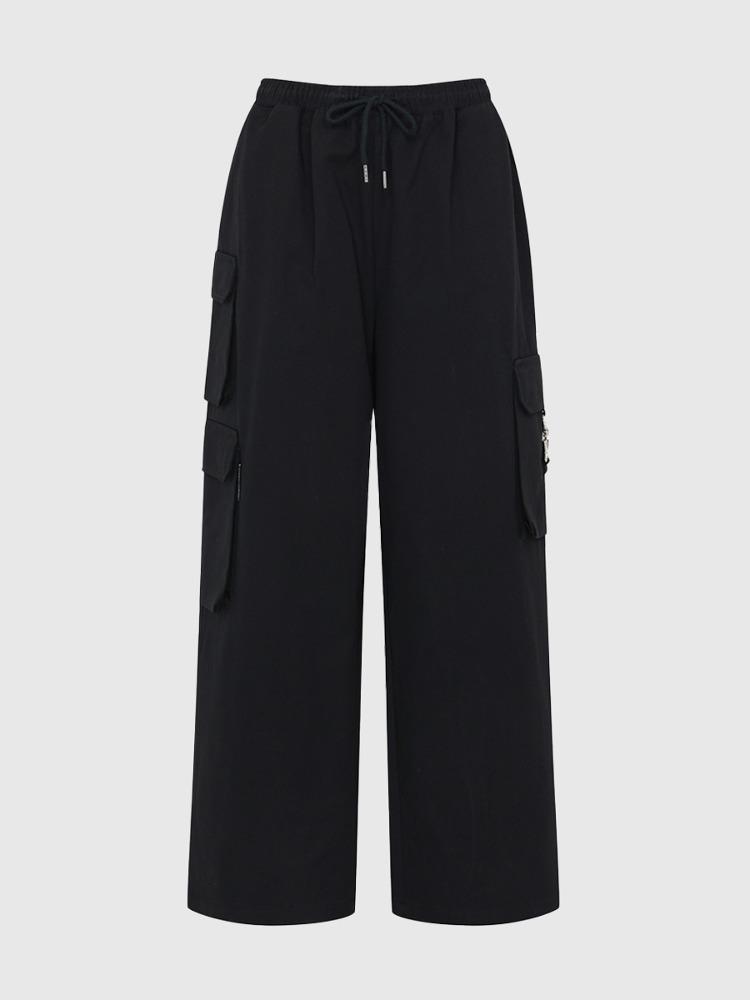 [mnem] buckle wide cargo pants