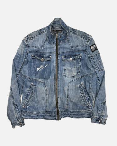 stripe denim work jacket