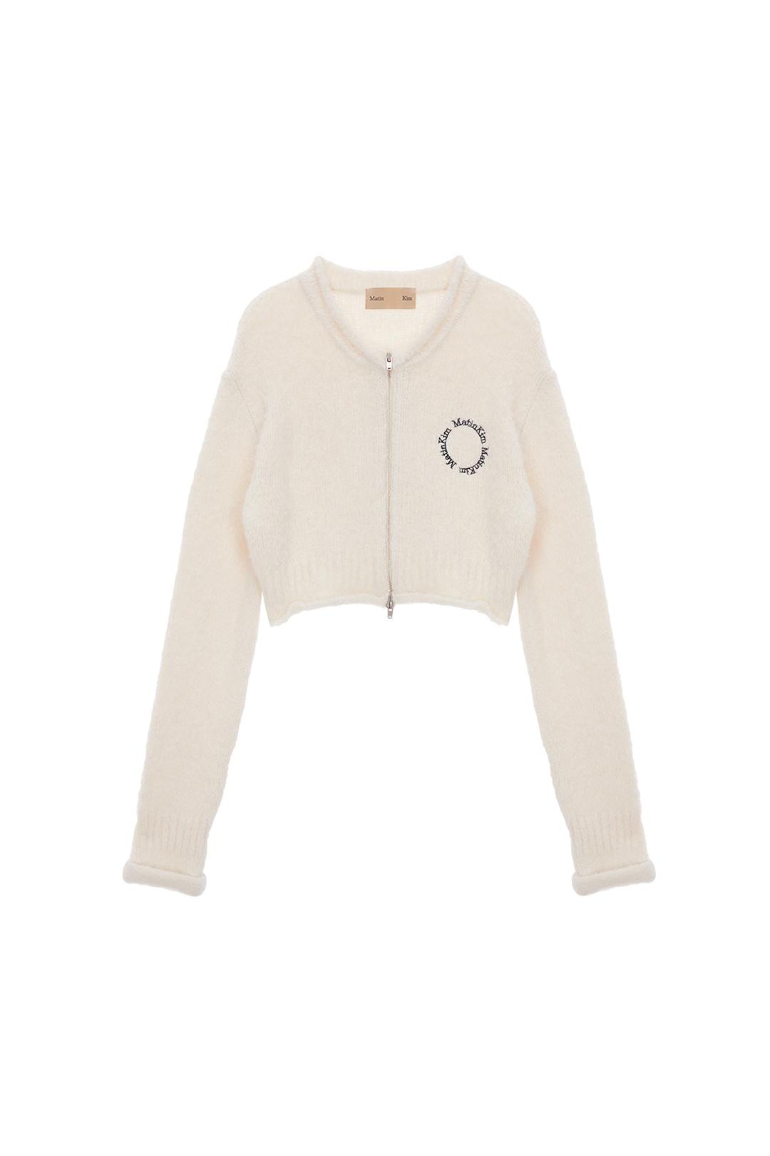 COZY KNIT CROP ZIP CARDIGAN IN IVORY