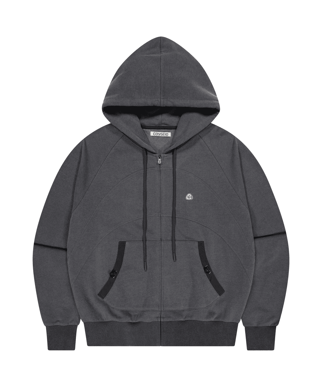STRING POCKET HOOD ZIP-UP BLACK