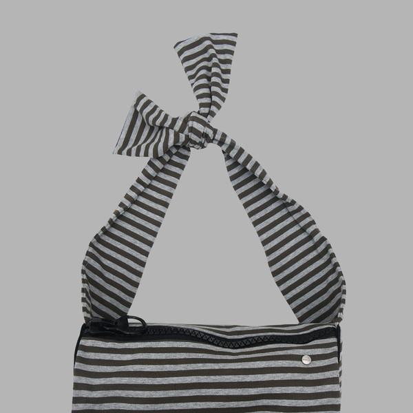 STRIPE CYLINDER BAG (KHAKI GREY)