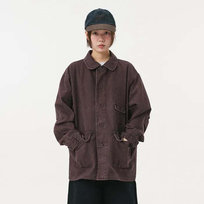 STAR FLORAL WASHED COTTON JACKET, PURPLE