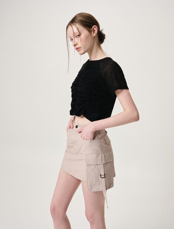 Strap Cargo Mini Skirt, Pink