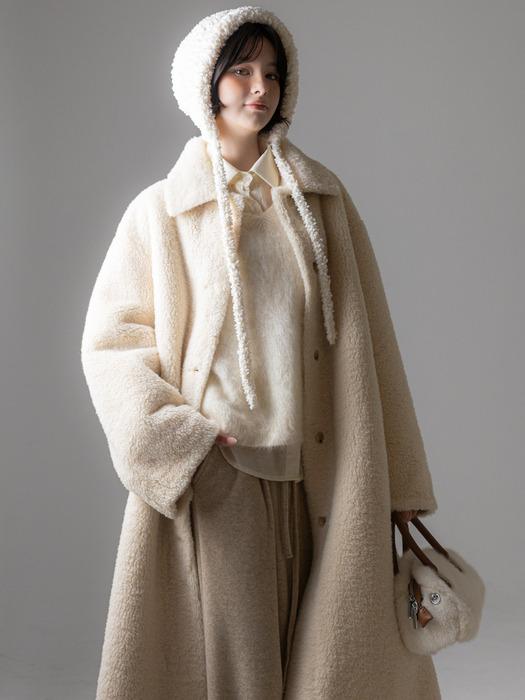 Boucle Long Balmacaan Coat_Ivory