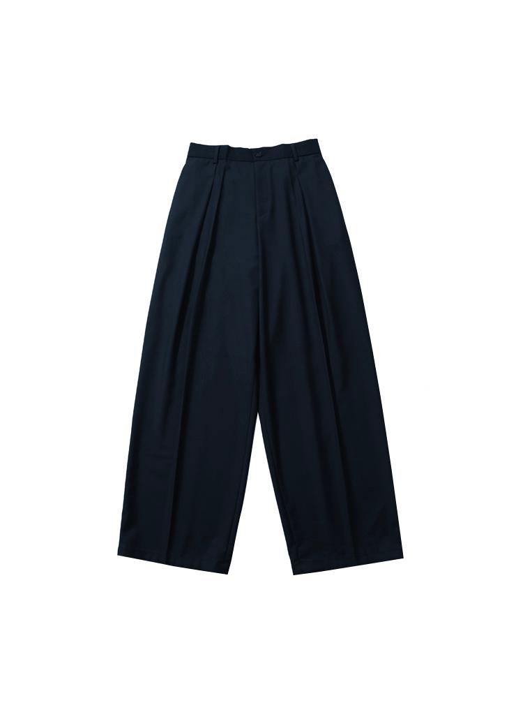 DRAPE DEEP ONE-TUCK PANTS (NAVY)
