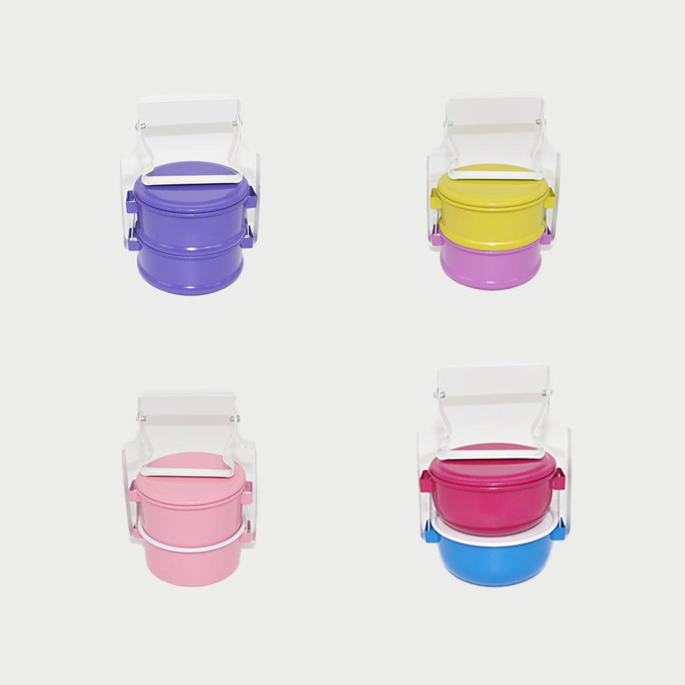 Two Layer Enamel Lunch Box Set (4 Colors)