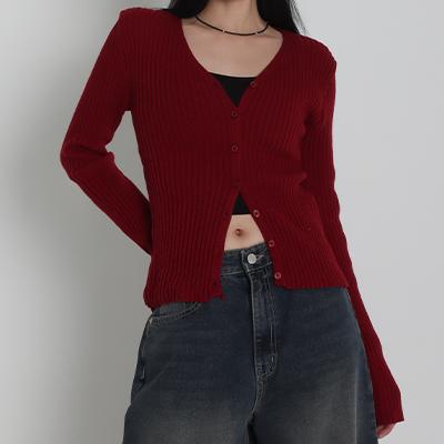 오프위 💜룩스 브이넥 골지 가디건 / 레드 와인 겨울 고퀄 국내산 국산 제작 단독 핑크 라인 슬림 가을 블프