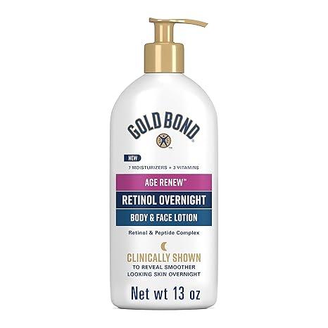 Gold Bond Age Renew Retinol Overnight Body & Face Lotion, With Retinol & Peptide Complex, 13 oz.
