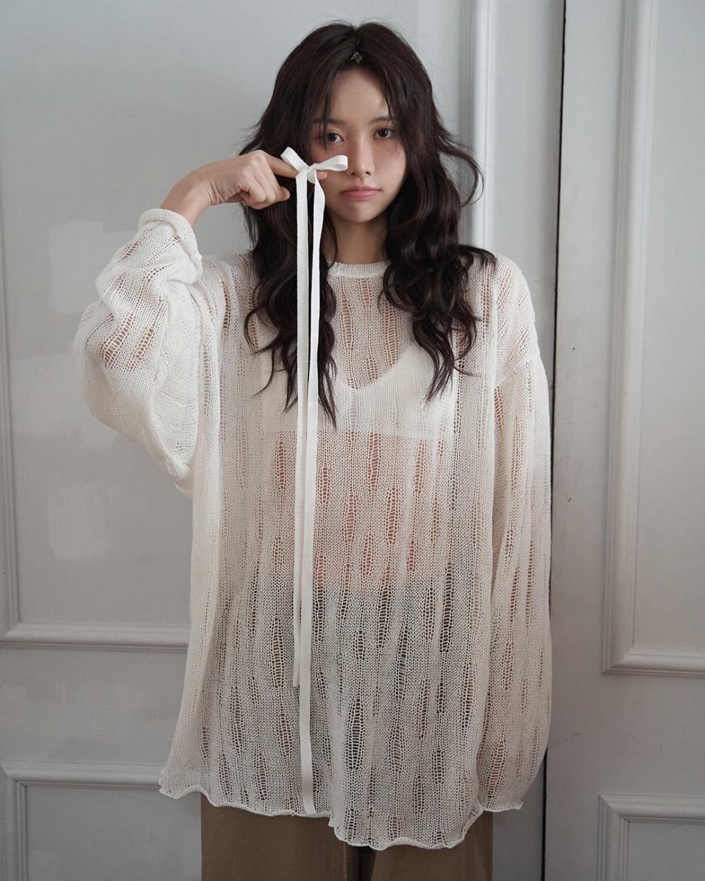 25SS tigee see-through knit t-shirt