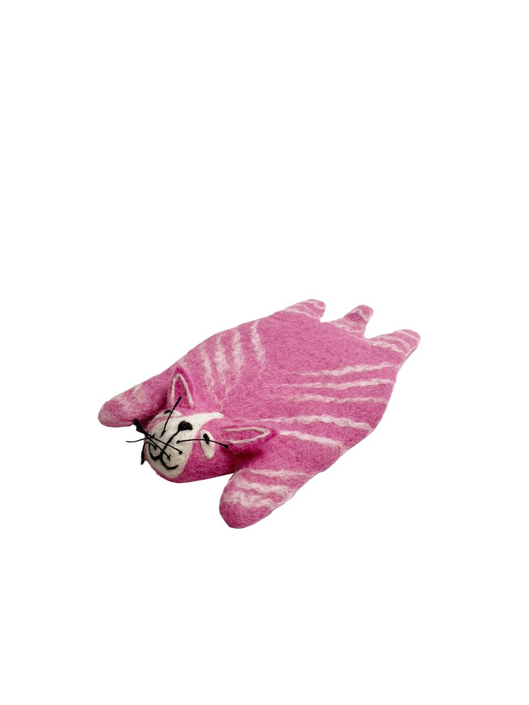 Pink Cat Wool Coaster