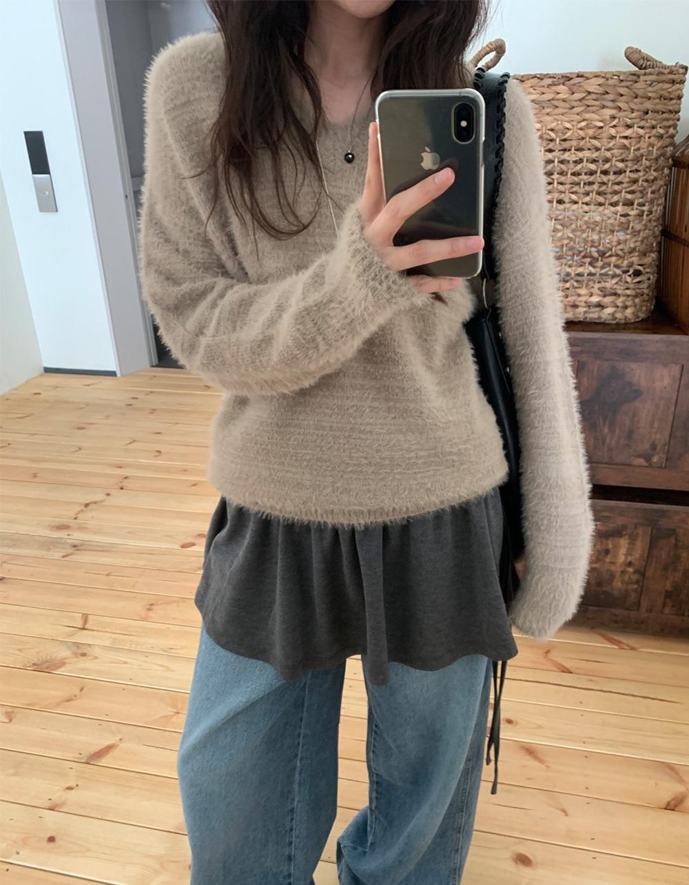 메드 브이 모헤어 knit