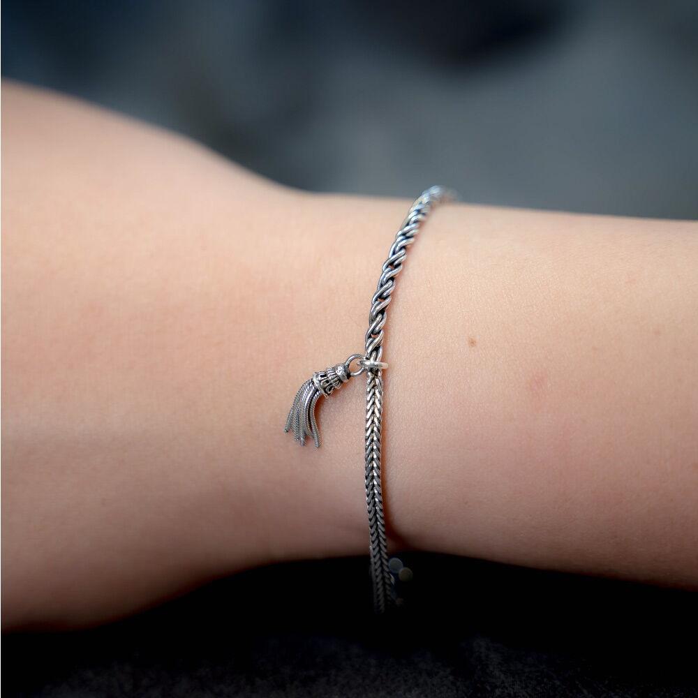 [BTS 뷔, 진 착용] HR 132B_Tassel Half & Half Chain Bracelet