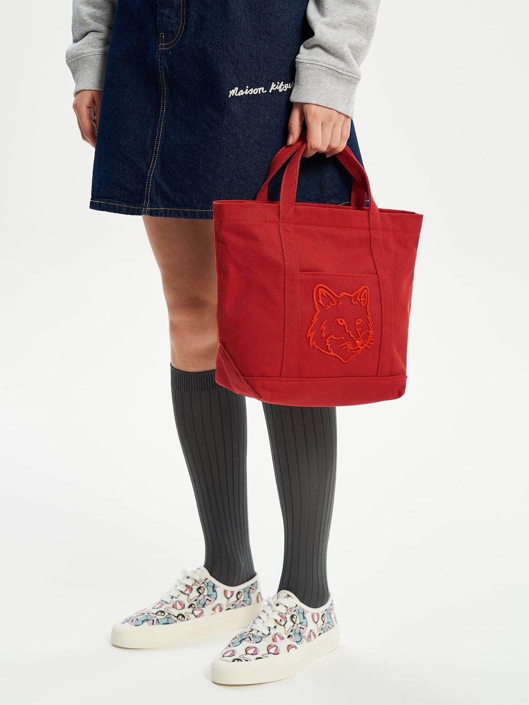 Unisex Fox Head Mini Tote Bag - Burnt Red