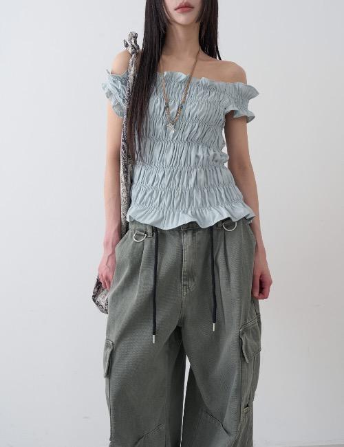 smoke shirring off blouse