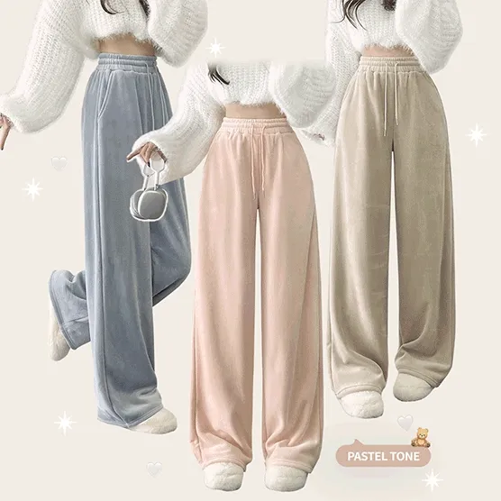 [두장사면할인/융기모/완전도톰]당일출고! 포근 융기모 밴딩 와이드 팬츠 (5color)