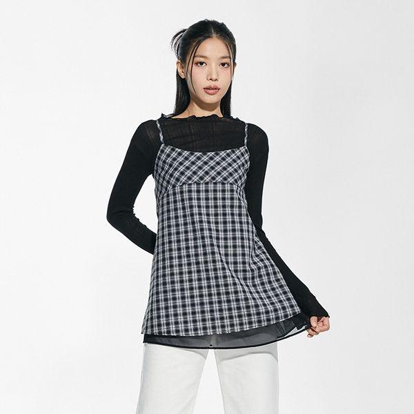 체크 뷔스티에 원피스_MIWOWE908C
