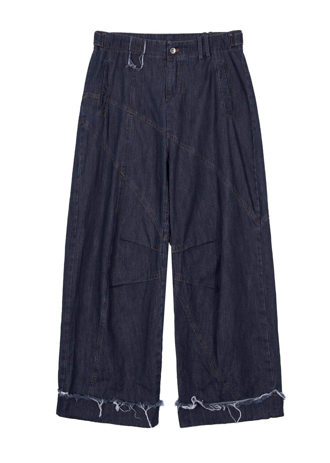 EMBROIDERY PANEL PANTS DENIM