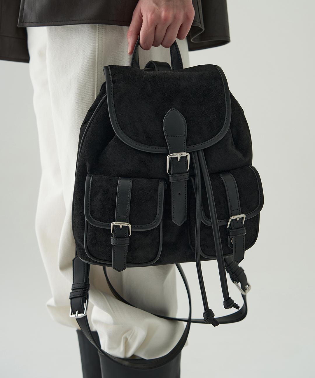 드로우핏우먼 누베 더블 포켓 스웨이드 백팩