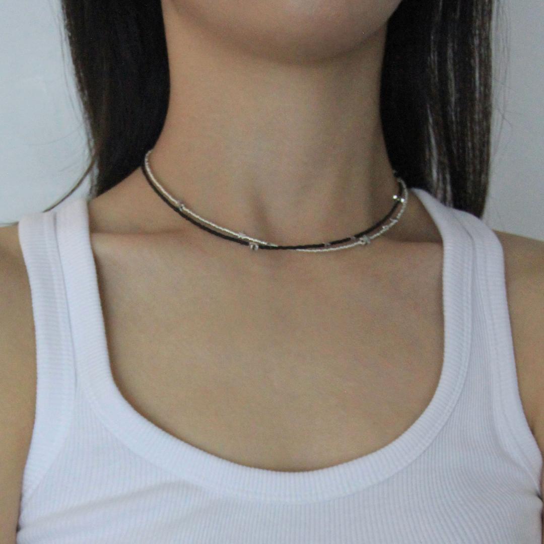 [라이즈 앤톤 착용] Milky Way Necklace - Black & Silver