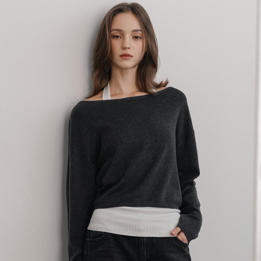 미쏘 [울블렌드] 홀터넥 레이어드 풀오버_MIWKAFV4QS