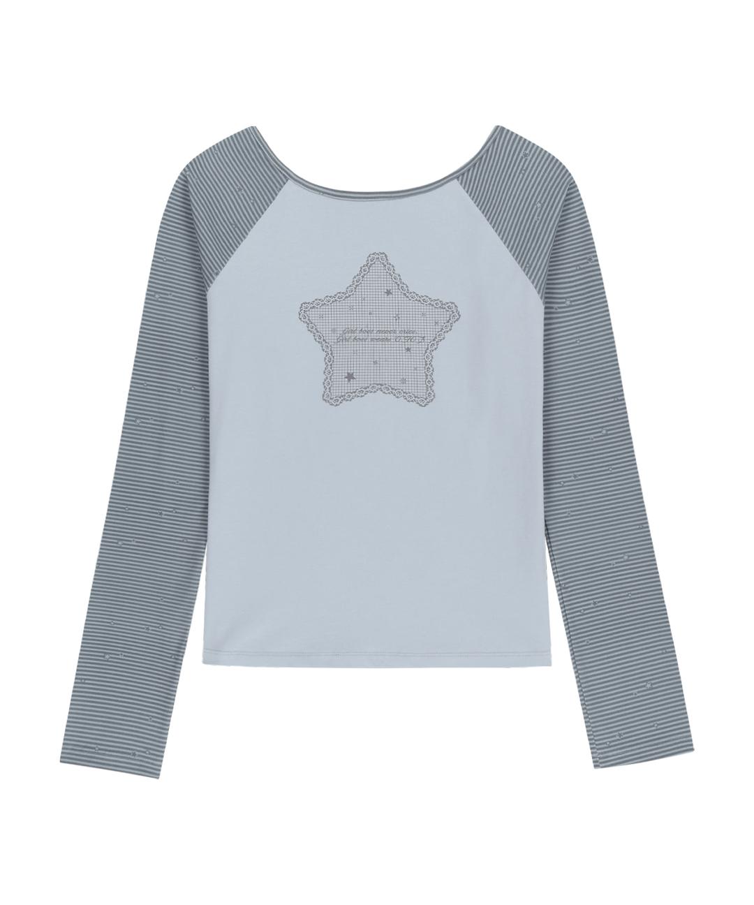 Stripe Raglan Long Sleeve / Blue Grey