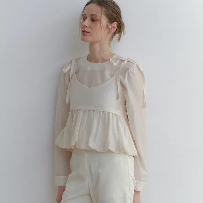 [29CM 단독/이서경,라사제스지혜 착용]comos 1376 balloon bustier set-up blouse (cream)