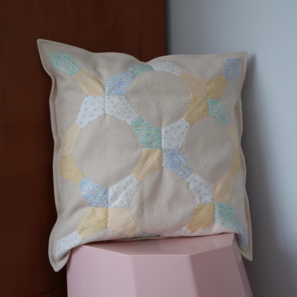 periwinkles appliqué cushion cover