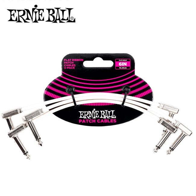 Ernie Ball - Flat Ribbon Patch Cable 3-Pack / 패치케이블 세트 15cm - White (P06385)