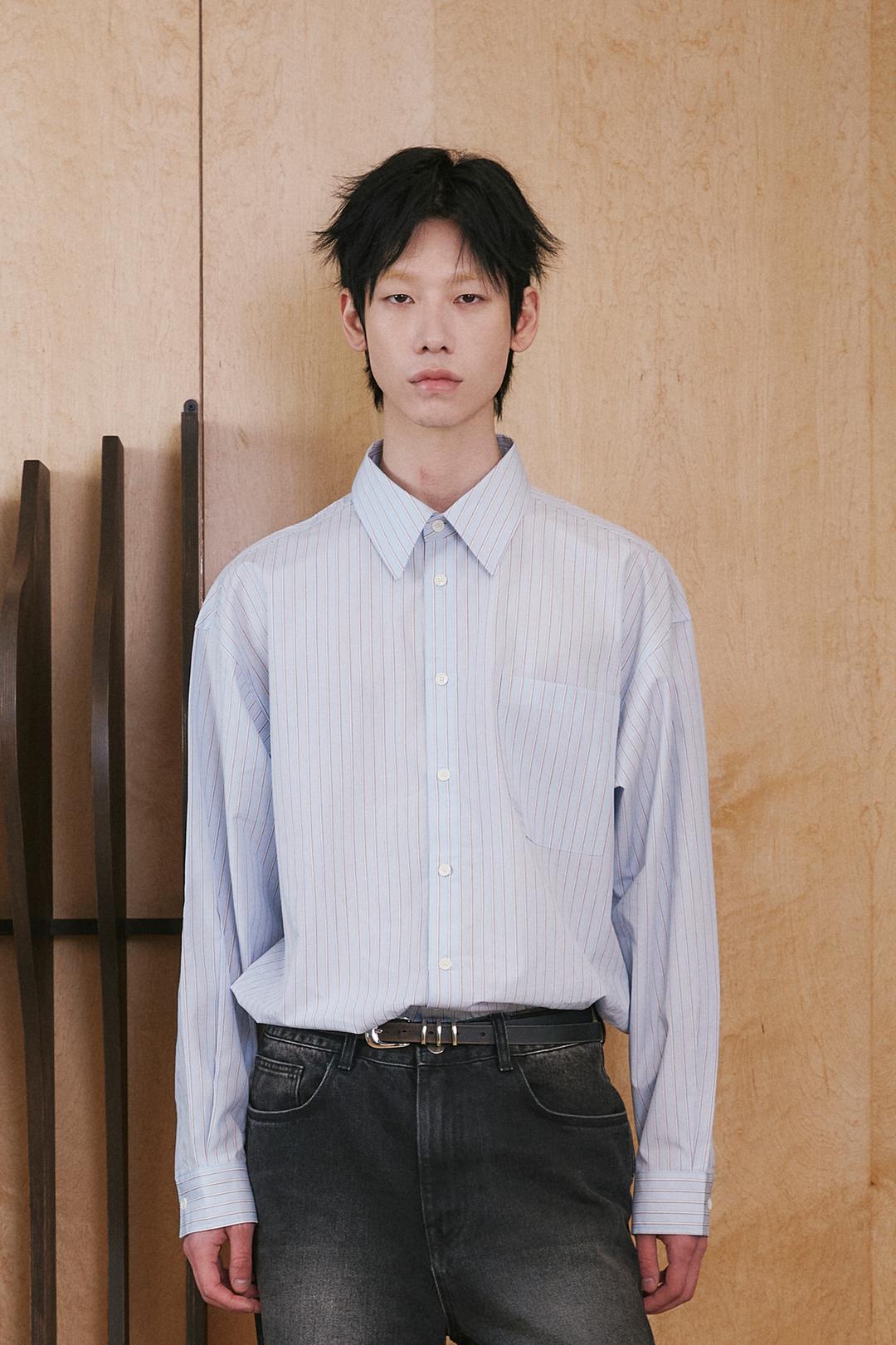 Origami Stripe Shirts - Sky Red