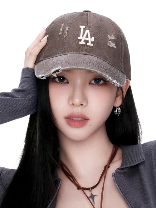 데미지 워싱 언스트럭쳐 볼캡 LA (L.Brown)